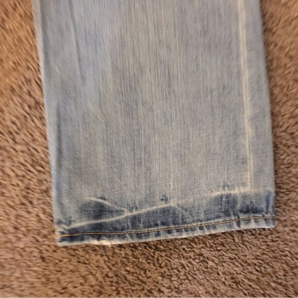 American Eagle 🦅 YELLOW STITCH Low rise bootcut selective dark dyed distressed - Picture 3 of 8